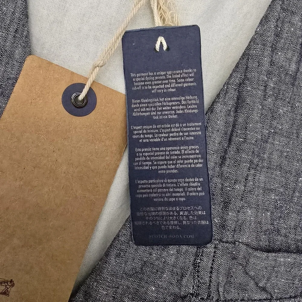 Scotch & Soda Vest Mens 50L Blue Indigo Denim Belted Cotton Casual Suit Blauw